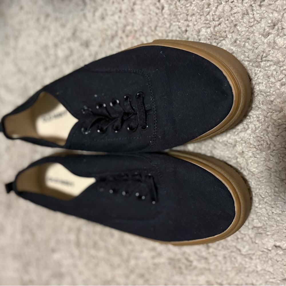 Black Canvas Slip On Sneakers with Gum Sole